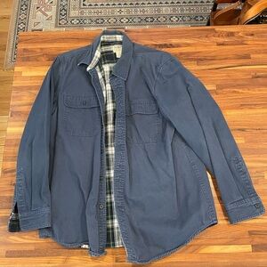 L.L. Bean Navy Shirt/Shirt Jacket with Plaid Lining